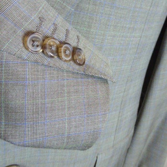 BELVEST suit 2 piece gray wool 2 button plaid jacket pants 42 made in Italy - Picture 8 of 11